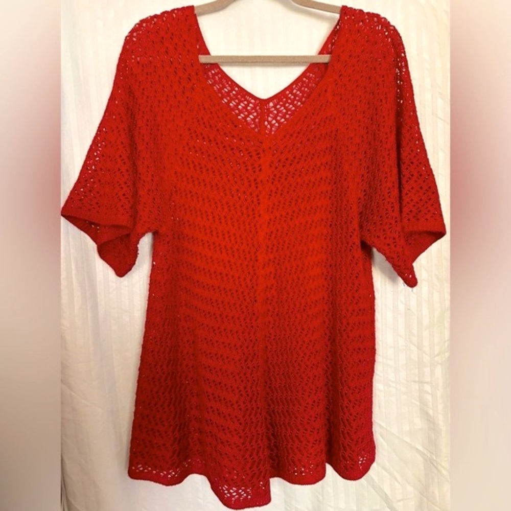 Woman’s Red Summer Coverall crochet top
